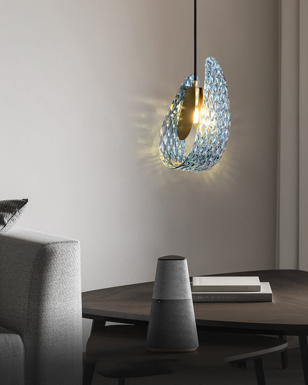 WOMO Peacock Blue Art Glass Pendant Light-WM2213a