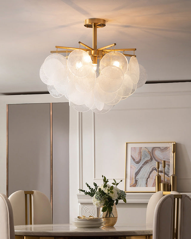 WOMO Tiered Textured Glass Cloud Chandelier-WM2005