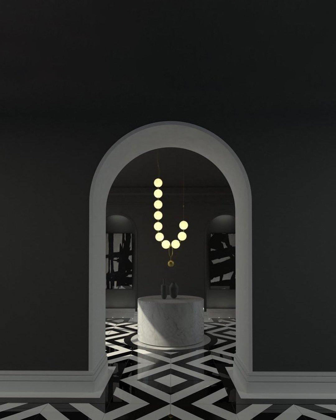 WOMO Pearl Brass Globe Dining Room Chandelier-WM2102b