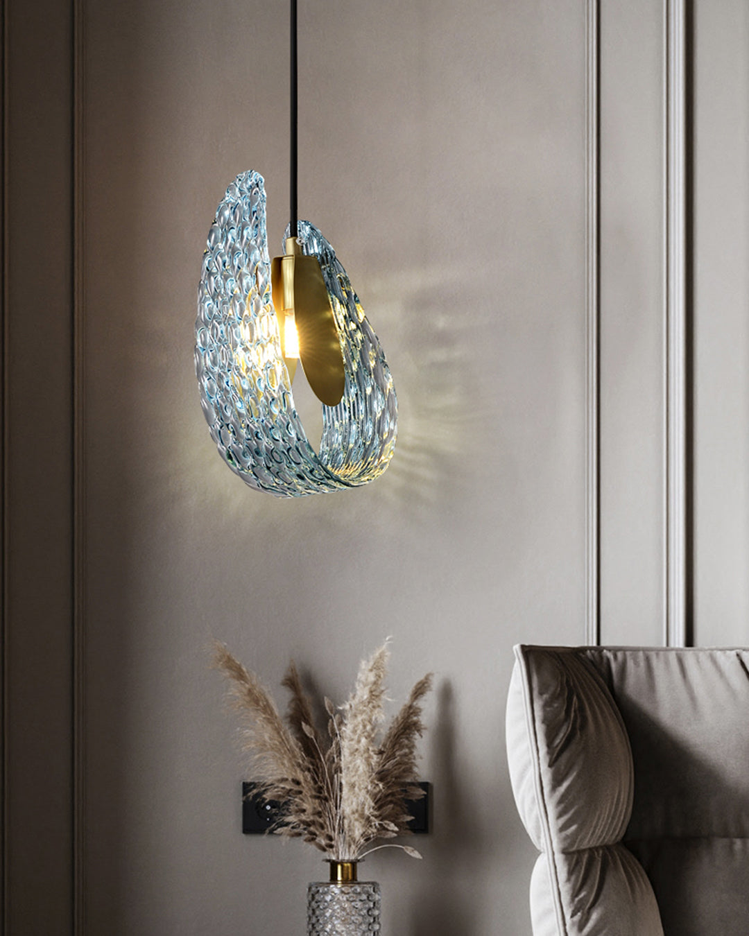 WOMO Peacock Blue Art Glass Pendant Light-WM2213a