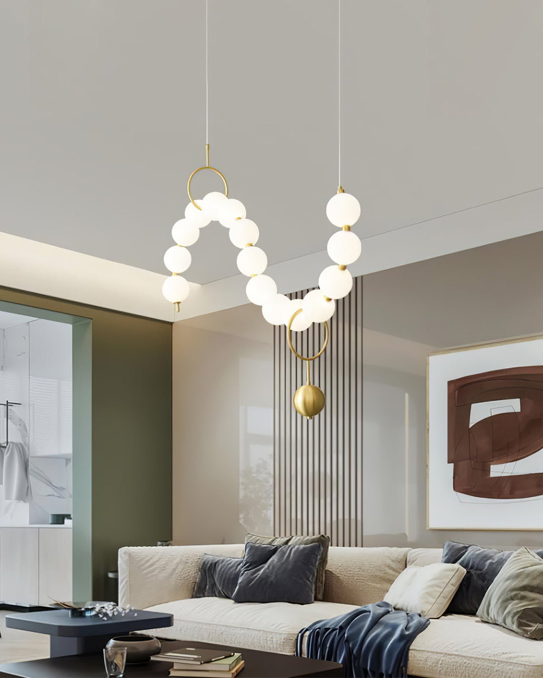 WOMO Pearl Brass Globe Dining Room Chandelier-WM2102c