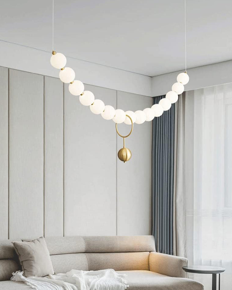 WOMO Pearl Brass Globe Dining Room Chandelier-WM2102b