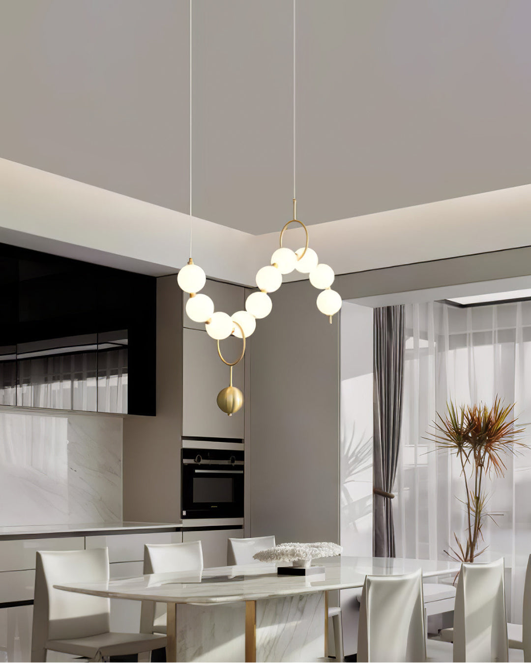 WOMO Pearl Brass Globe Dining Room Chandelier-WM2102c