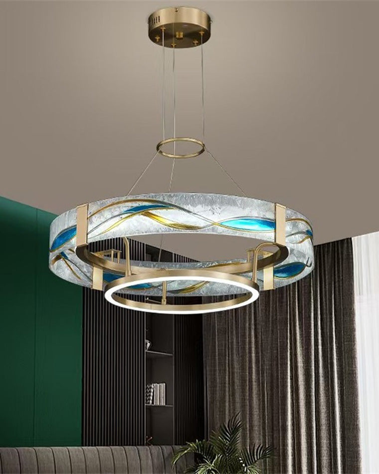 WOMO Enamel Round Brass Chandelier-WM2335