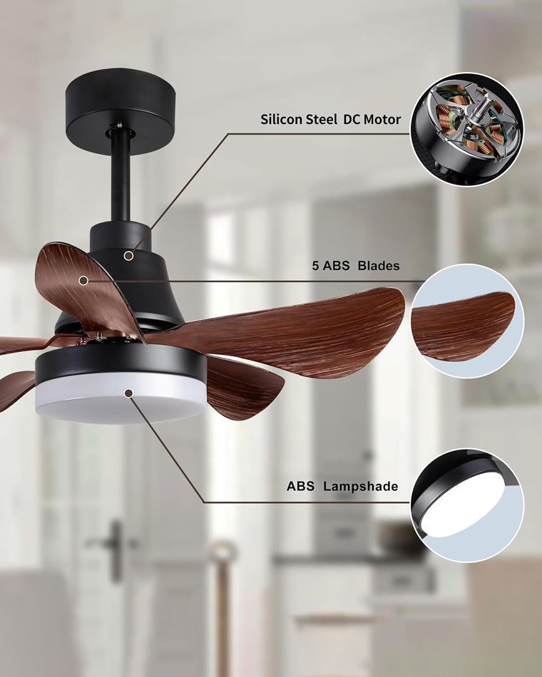 WOMO Small Modern Farmhouse Ceiling Fan Lamp-WM5044