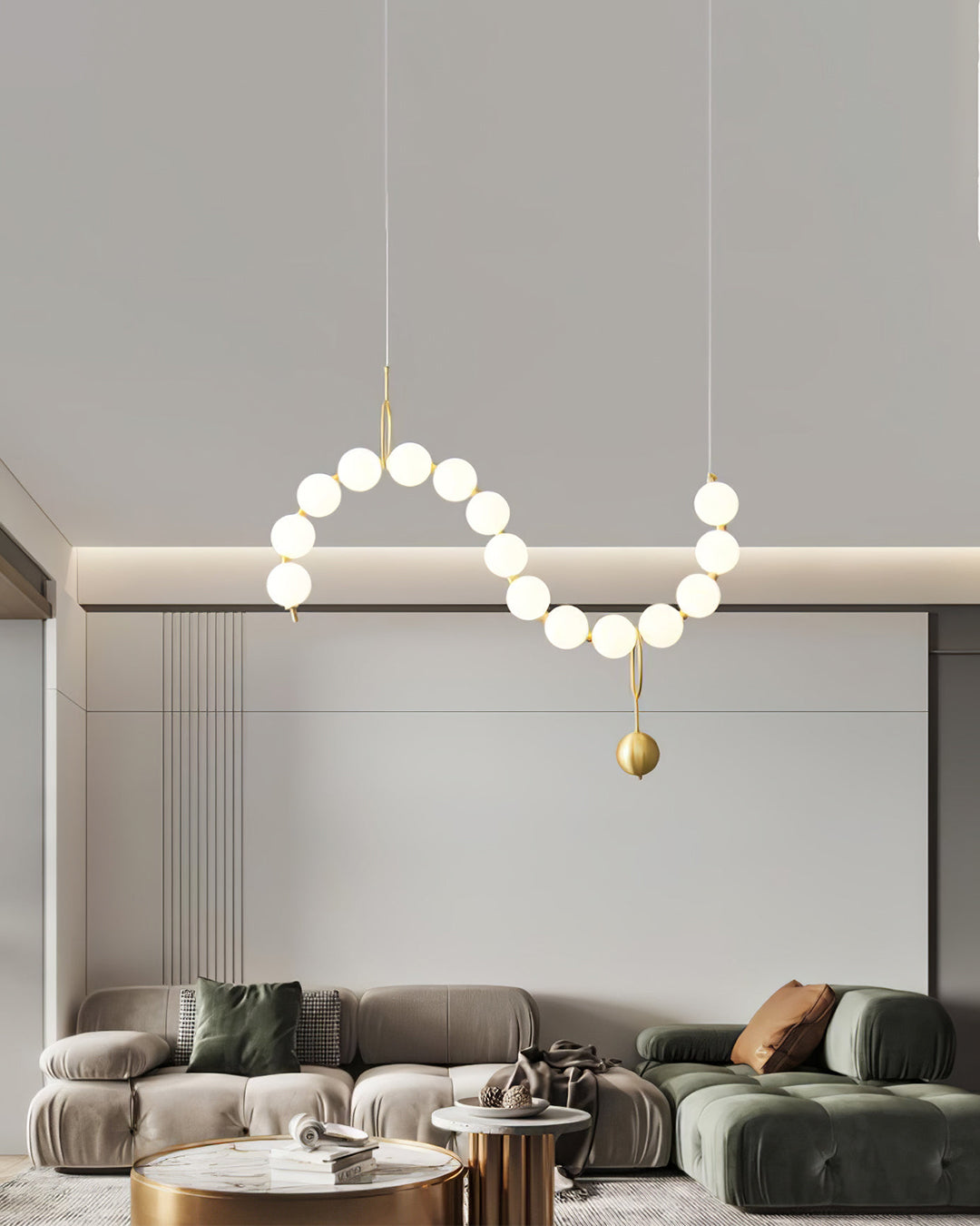 WOMO Pearl Brass Globe Dining Room Chandelier-WM2102c