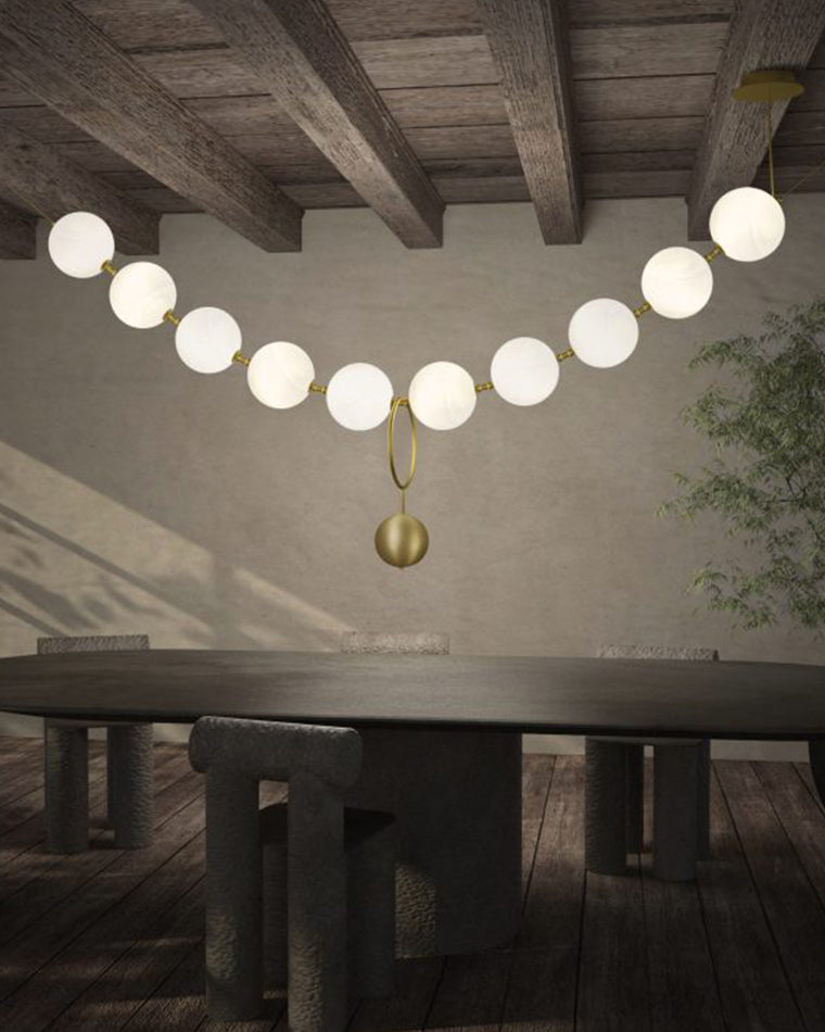 WOMO Pearl Brass Globe Dining Room Chandelier-WM2102b