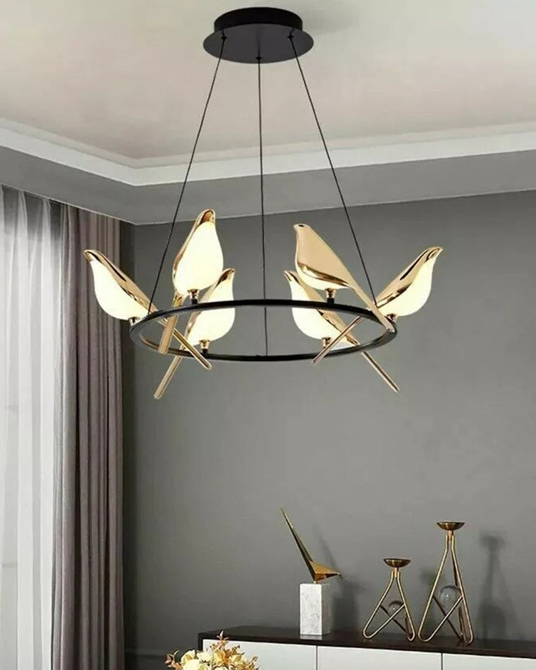 WOMO Gold Bird Round Chandelier-WM2512d