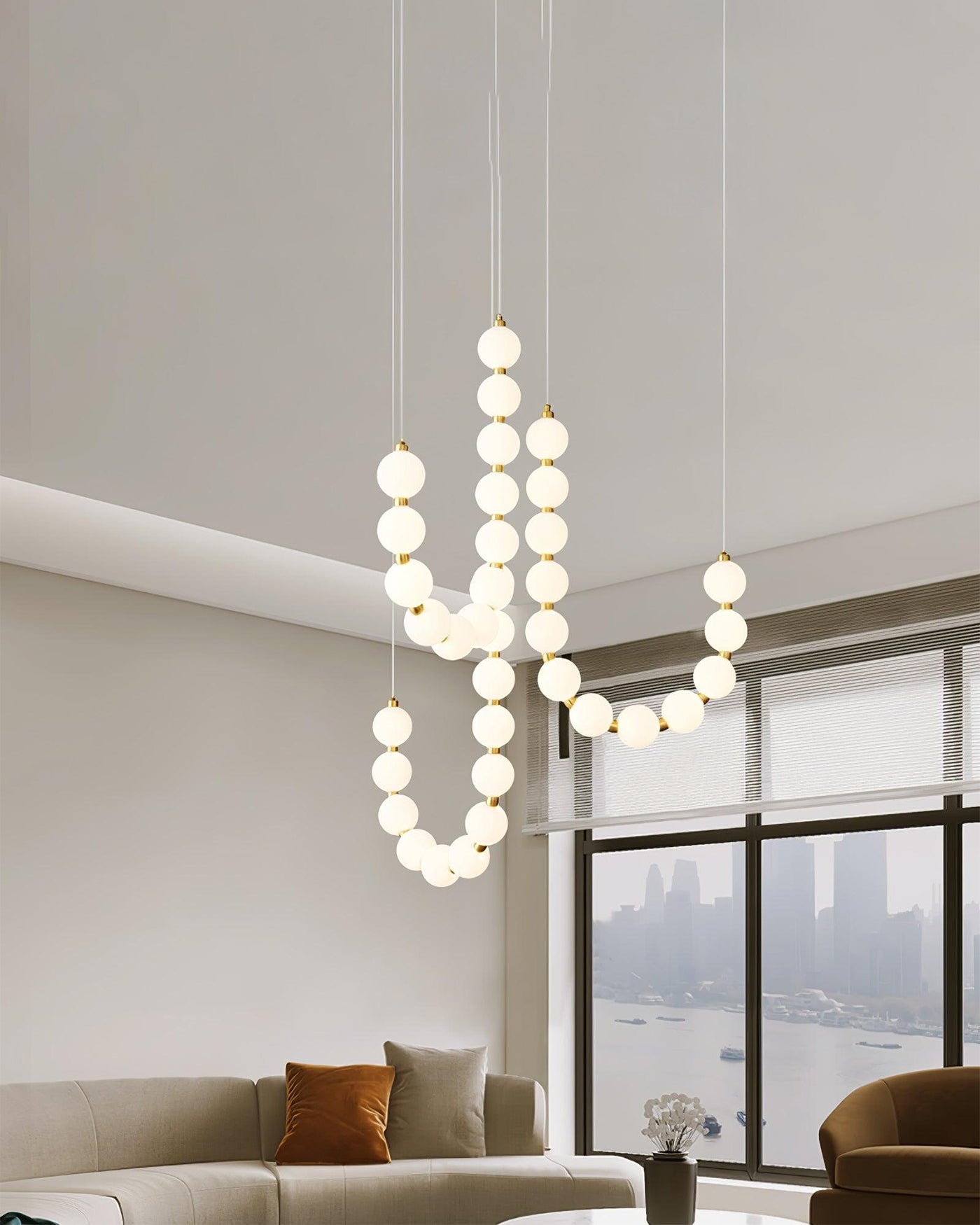 WOMO Pearl Brass Globe Chandelier-WM2102e