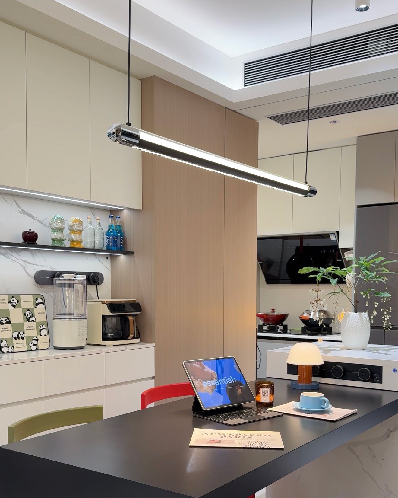 WOMO Black Linear Pendant Light - WM3225