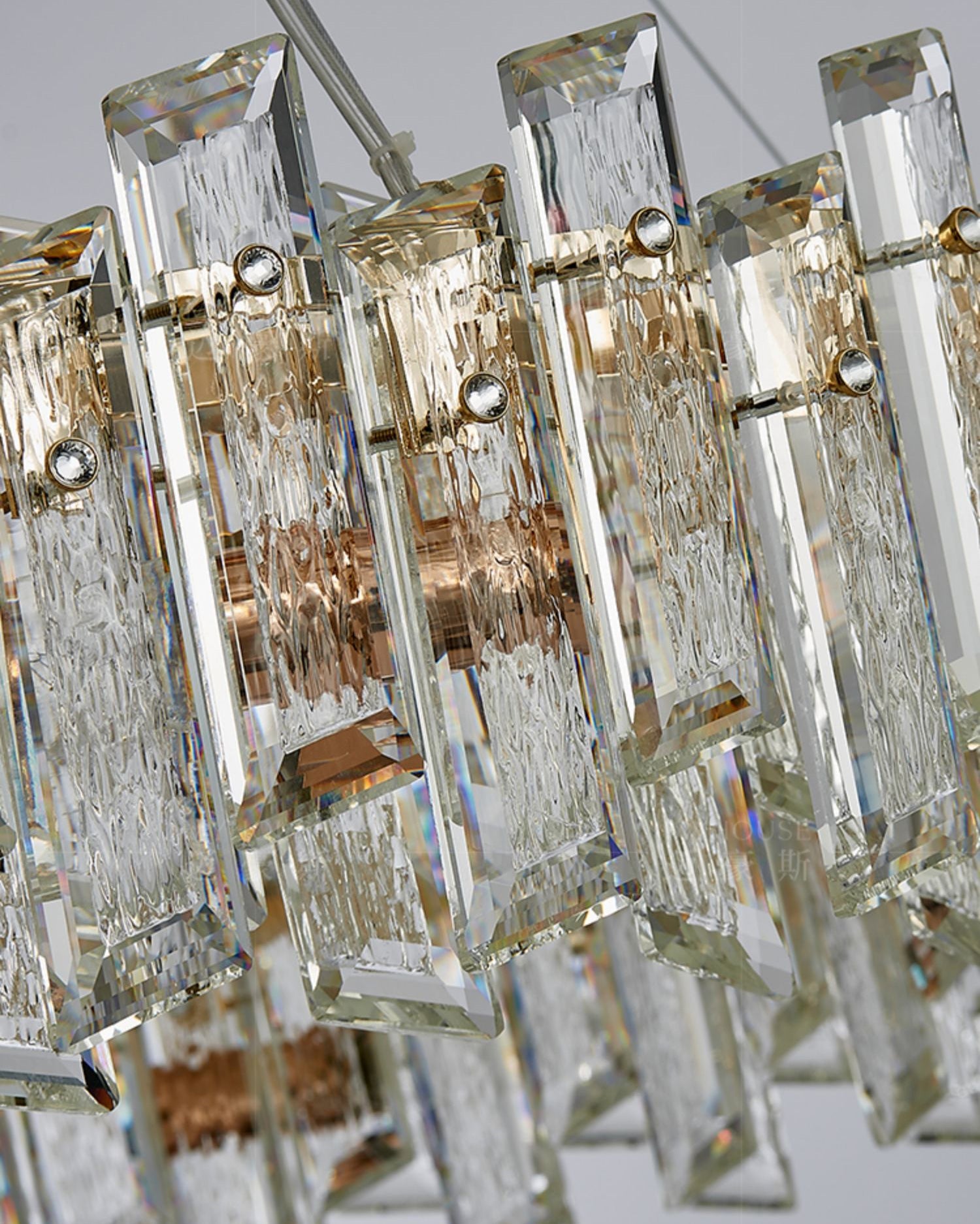 WOMO Gold Crystal Long Oval Chandelier-WM2403