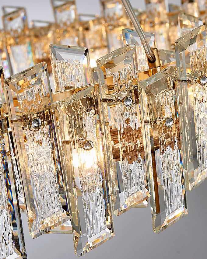 WOMO Gold Crystal Long Oval Chandelier-WM2403