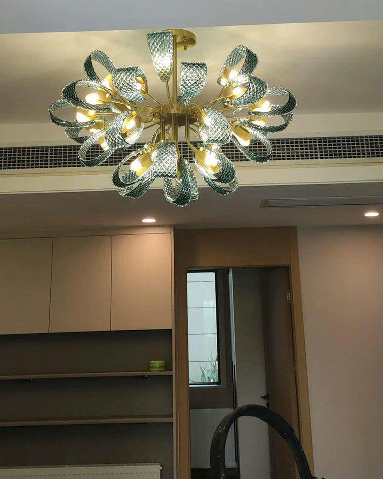 WOMO Peacock Blue Art Glass Chandelier-WM2213b