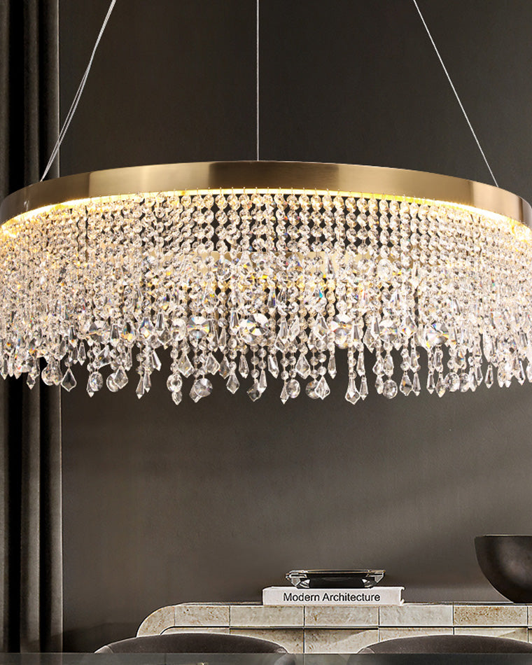 WOMO Fringe Round Crystal Chandelier-WM2362