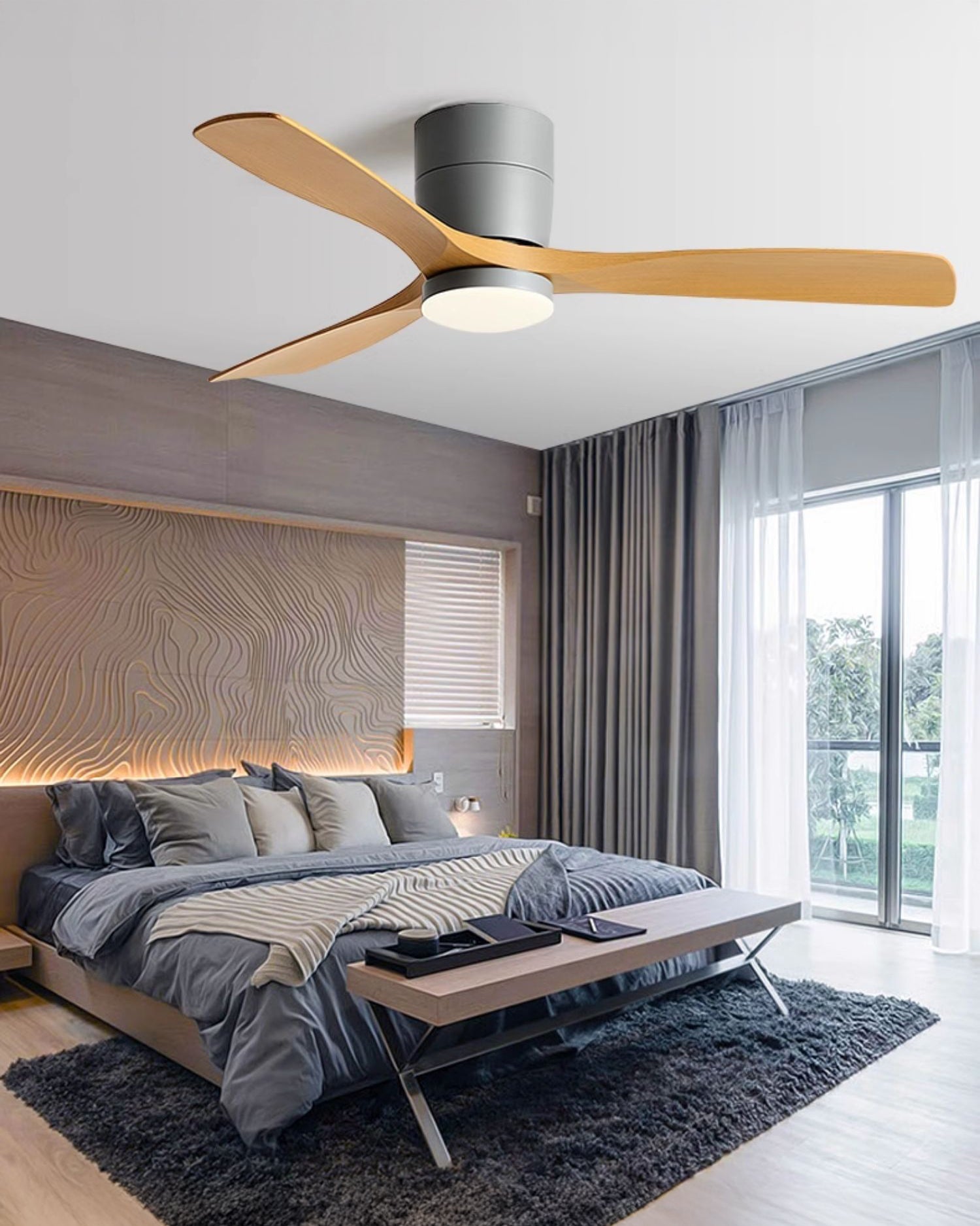 WOMO Modern Low Profile Ceiling Fan Lamp-WM5215