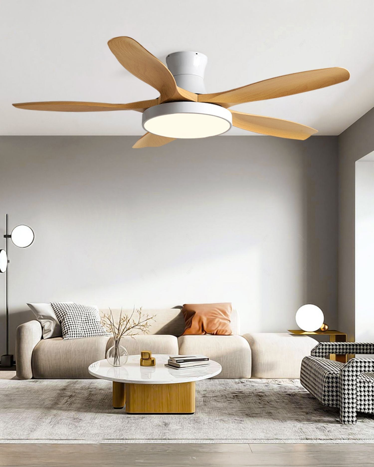 WOMO 5 Blade Low Profile Ceiling Fan Lamp - WM5245a