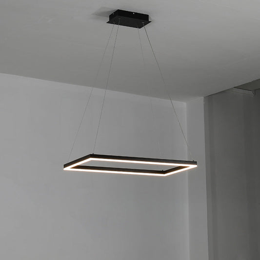 WOMO Black Tiered Rectangular Chandelier-WM2120