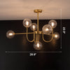 WOMO Glass Globe Brass Arm Chandelier-WM2255 thumbnail