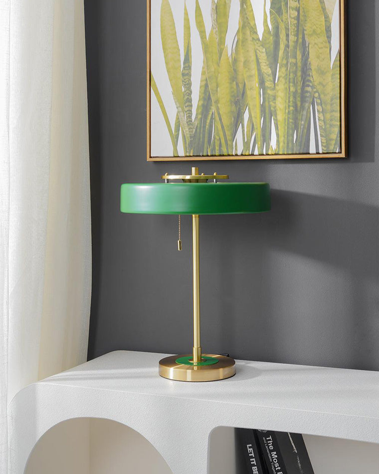 WOMO Mid-Century Round Table Lamp with Pull Chain-WM8009