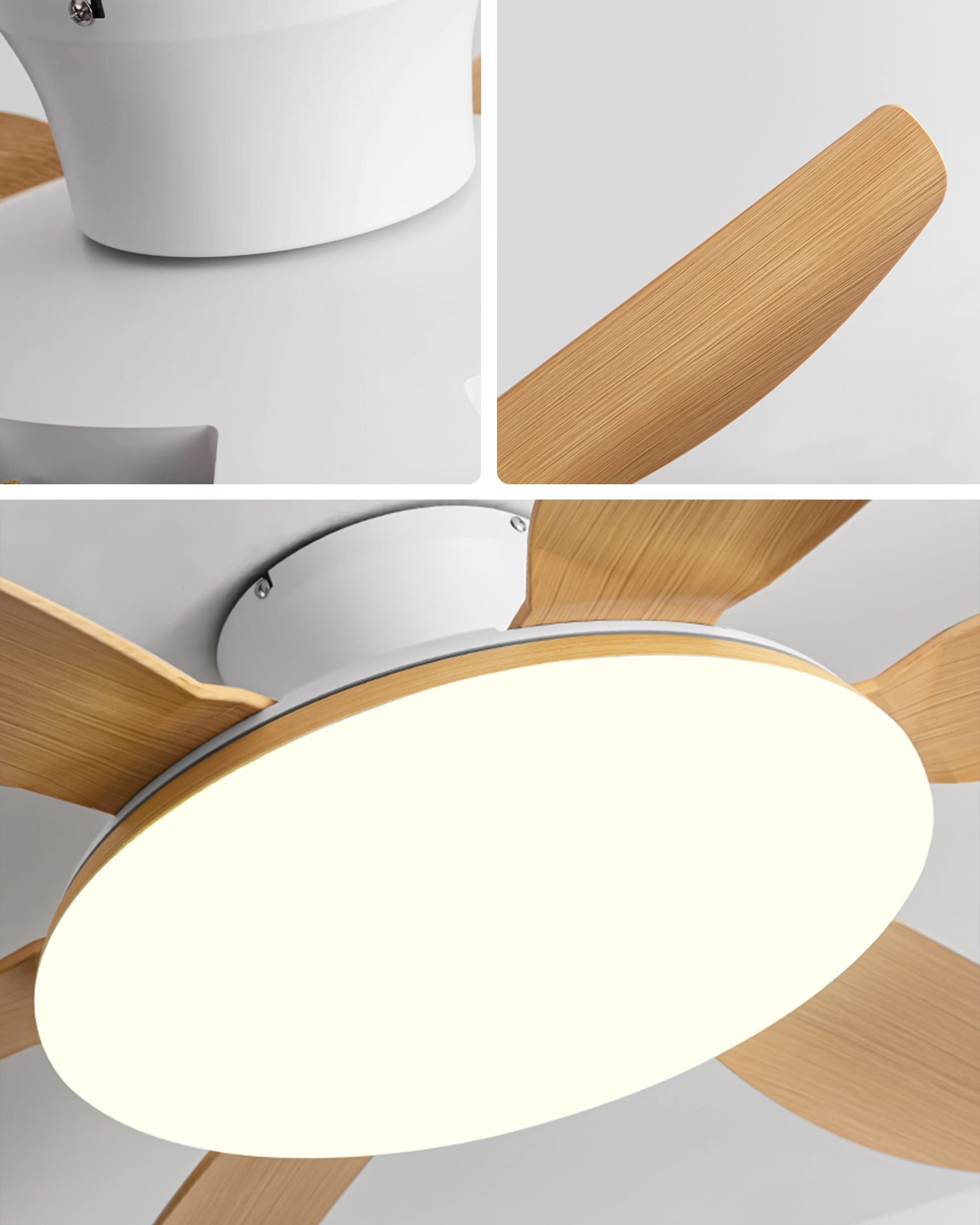 WOMO 6 Blade Low Profile Ceiling Fan with Bright Light - WM5191